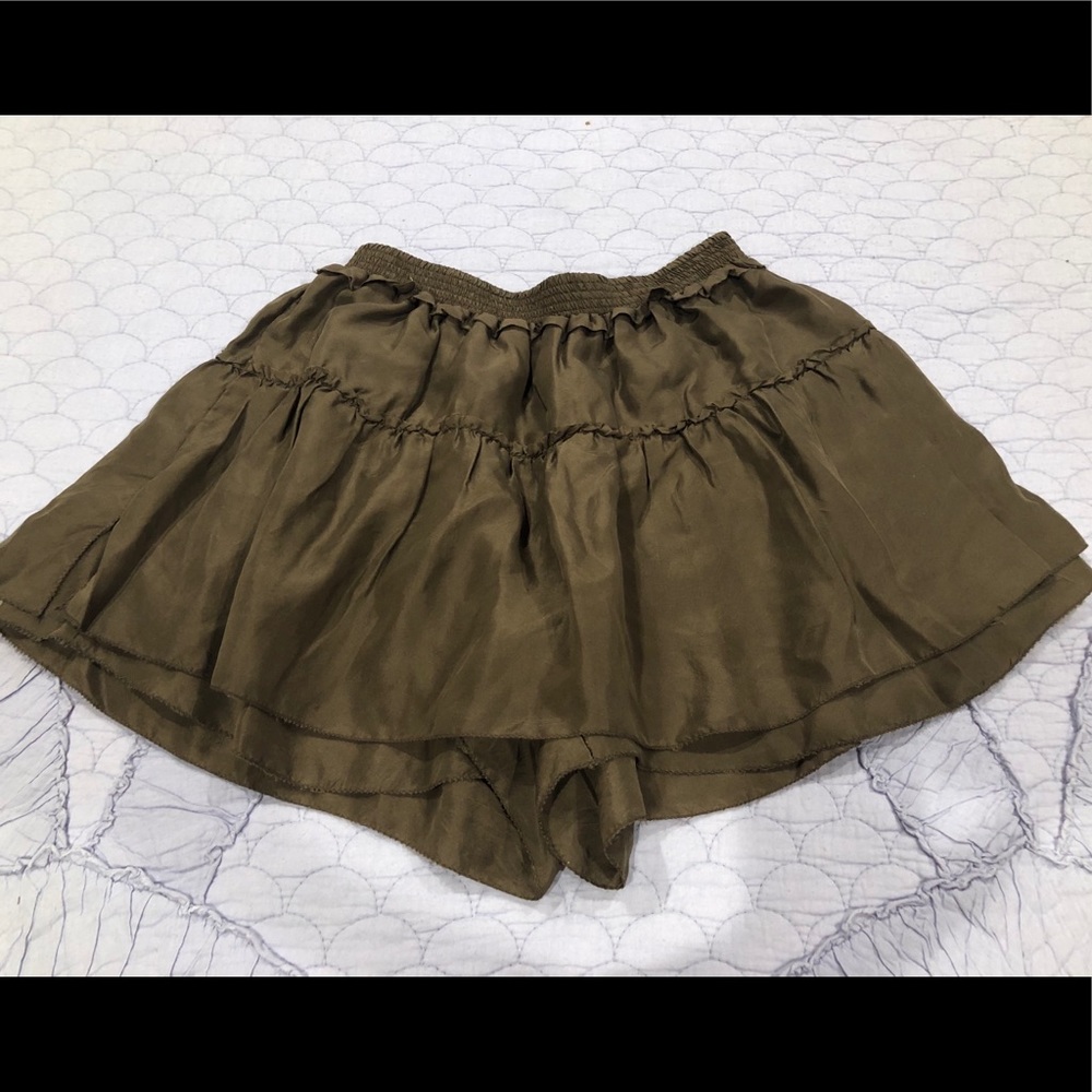 ❤️OF TWO MINDS❤️ SILK BROWN SKORT SKIRT SHORTS